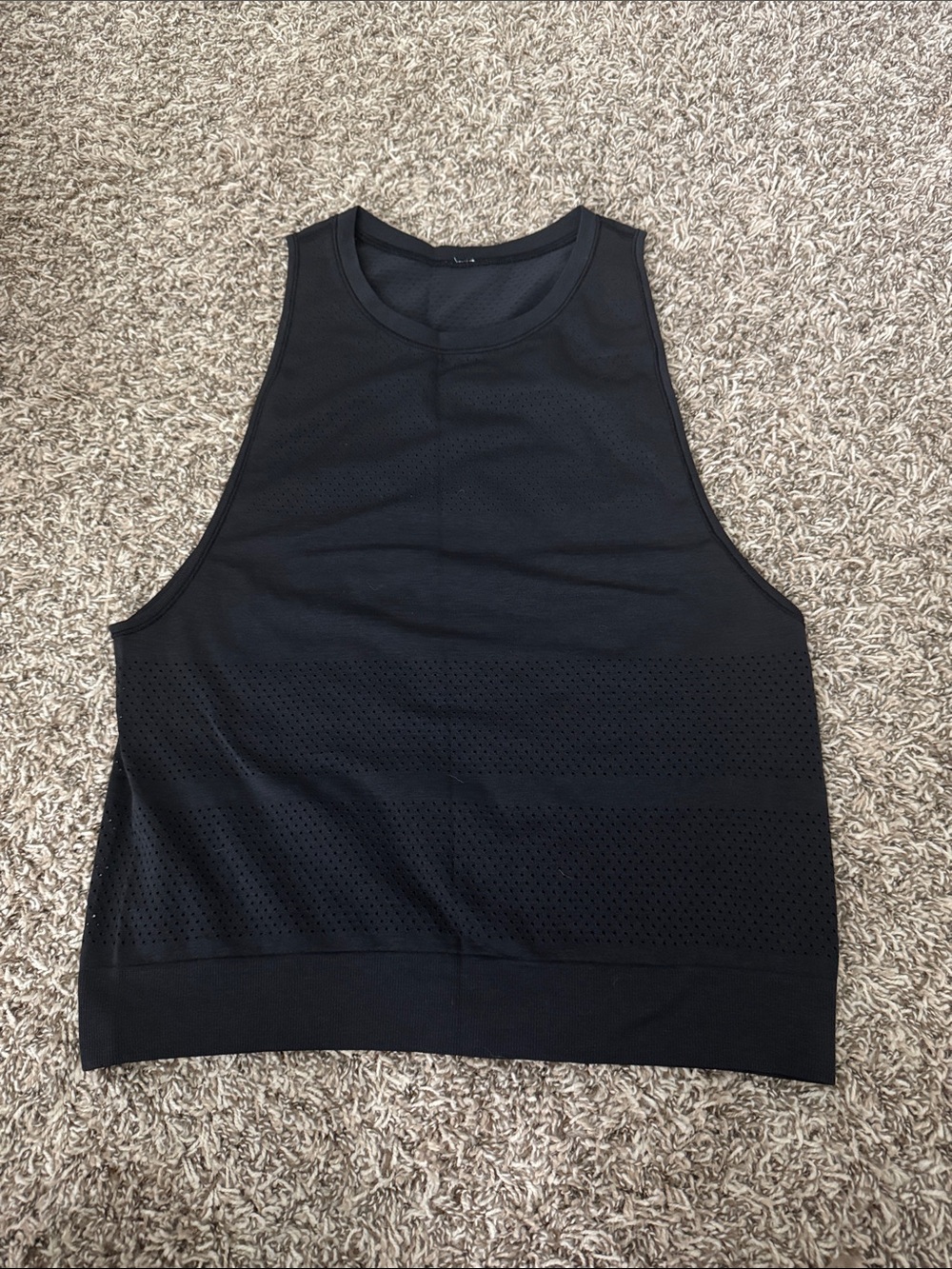 Lululemon- Black Sleeveless Mesh Panel Tank Top